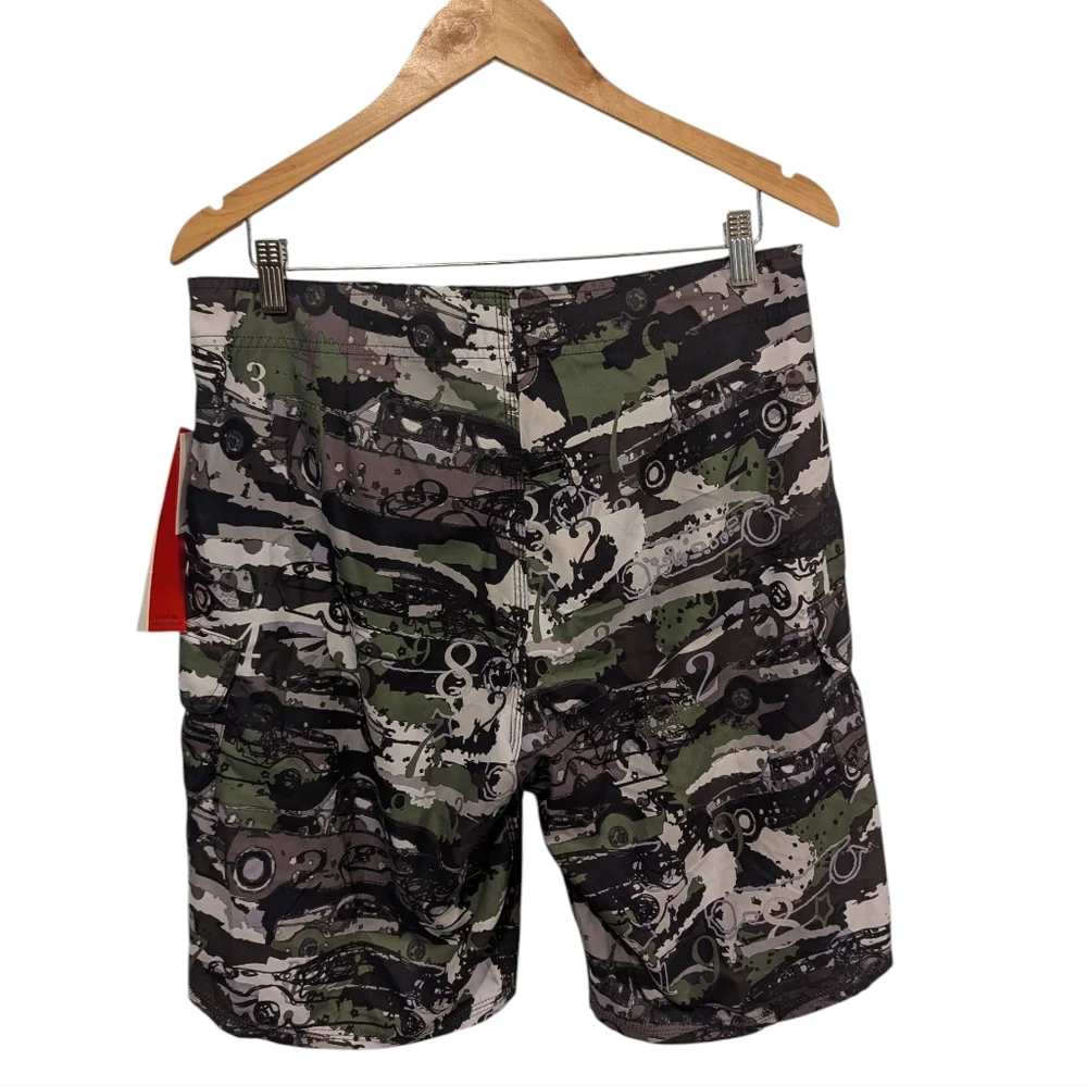 Vast Car Print Camo Board Shorts Size 33